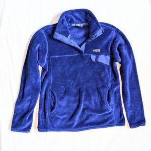 Womens Patagonia Retool Snapt Pullover Fleece Blue Kangaroo Pocket